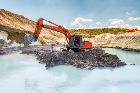Extraction of clay refractory in the clay quarry near the town of Pology in the Zaporozhye region. Ukraine. May 2017のeditorial素材
