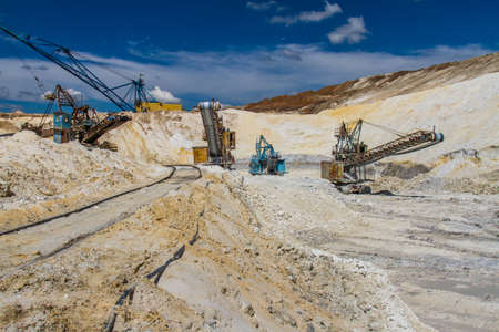Extraction of clay refractory in the clay quarry near the town of Pology in the Zaporozhye region. Ukraine. May 2017のeditorial素材