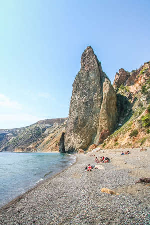 The coast of the Black Sea near Cape Fiolent. Sevastopol, Crimea, Ukraine. May 2009のeditorial素材