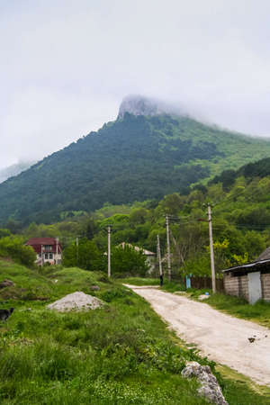 At the foot of the Mangup Plateau (Baba-kaya Mountain) in the Crimea near the village of Khoja Sala Bakhchisarai district. Crimea, Ukraine. May 2009の写真素材