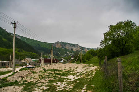At the foot of the Mangup Plateau (Baba-kaya Mountain) in the Crimea near the village of Khoja Sala Bakhchisarai district. Crimea, Ukraine. May 2009のeditorial素材