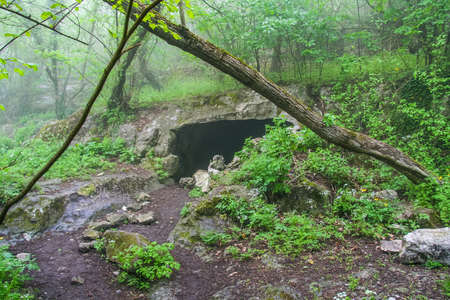 The ruins of the fortress Mangpp (Mangup-Kale, Crimean-Tat. Mangup, Mangup) - a medieval fortress city in the Bakhchsarai district of the Crimea. The historical name is Baba-Dag, Father-Mountain. The capital of the principality Theodoro (Crimean Gothia), の写真素材