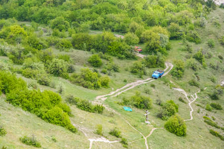 The vicinities of the Mangush Plateau (Baba-kaya Mountain) near the village of Khodja Sala of Bakhchisaraysky District. Crimea, Ukraine. MAY 2009の写真素材