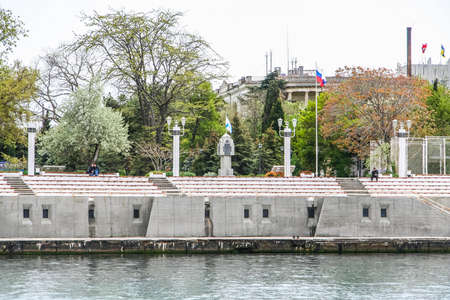 The rostrum of the navy (former restaurant) on the embankment in the city of Sevastopol. Crimea, Ukraine. May 2009のeditorial素材