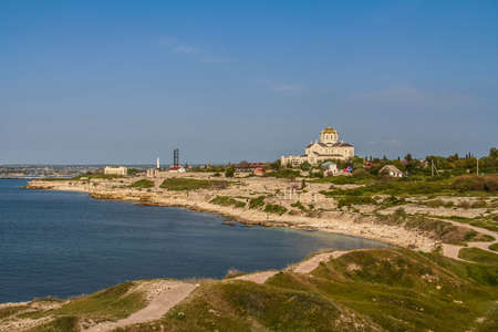 Vladimir Cathedral Orthodox Church in the ancient city of Chersonese (Korsun) in the National Reserve "Chersonese Taurian" in the city of Sevastopol. Crimea, Ukraine.の写真素材