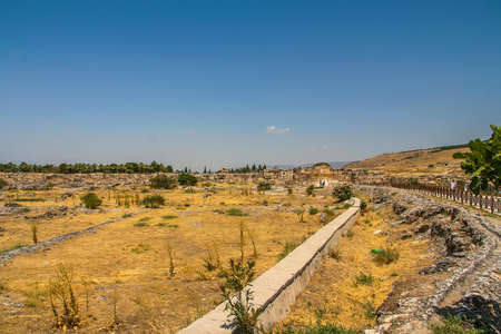 Ancient city Ancient city of Hierapolis near the town of Pamukkale in the province of Denizli in the south-west of Turkey. Turkey. July 2009のeditorial素材