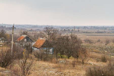 winter khutor (small village )in the Taurida steppe in the Zaporozhye region. Ukraine. January 2018の写真素材