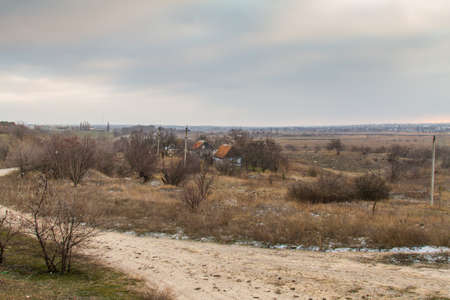 Taurian steppe  near the Sea of Azov. Zaporozhye region, Ukraine. January 2017の写真素材