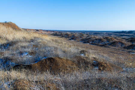 Winter clay quarry in the Zaporozhye region. Ukraine. January 2018の写真素材