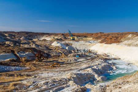 Winter clay quarry in the Zaporozhye region. Ukraine. January 2018