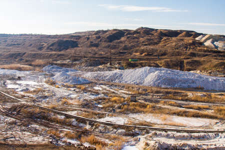 Winter clay quarry in the Zaporozhye region. Ukraine. January 2018のeditorial素材