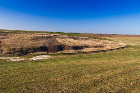 illegal extraction of sand in the Zaporozhye region. Ukraine. January 2018のeditorial素材