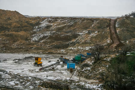 clay quarry in the Taurian steppe. Zaporozhye region, Ukraine. December 2010の写真素材