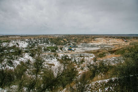 clay quarry in the Taurian steppe. Zaporozhye region, Ukraine. December 2010の写真素材