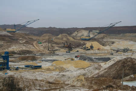 clay quarry in the Taurian steppe. Zaporozhye region, Ukraine. December 2010