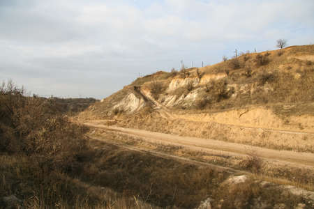 clay quarry in the Taurian steppe. Zaporozhye region, Ukraine. December 2010の写真素材