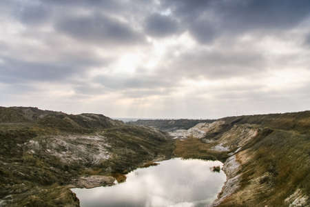 clay quarry in the Taurian steppe. Zaporozhye region, Ukraine. December 2010の写真素材