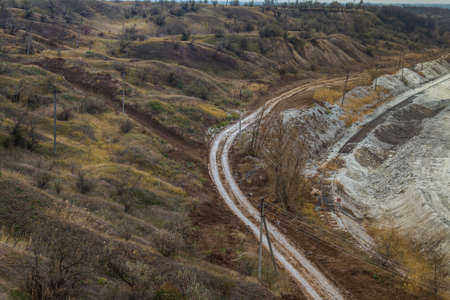 clay quarry in Tavria steppe. Zaporozhye region, Ukraine.