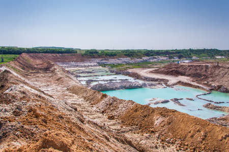 overburden mining in a kaolin quarry. Zaporozhye region, Ukraine. June 2012