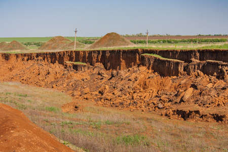 Kaolin quarry at Tavria steppe. Zaporozhye region, Ukraine. May 2012