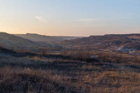 Winter Tavrian steppe. Zaporozhye region, Ukraine. February 2019