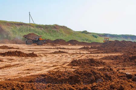 overburden mining in a kaolin quarry. Zaporozhye region, Ukraine. June 2012の写真素材
