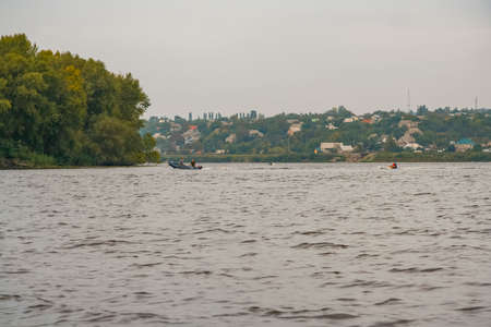 Sunset in the Dnieper River near the village of Kushugum. Zaporizhia region, Ukraine. September 2012の写真素材