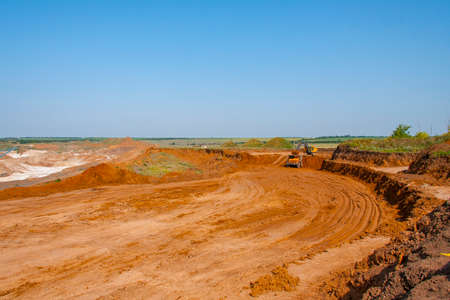 overburden mining in a kaolin quarry. Zaporozhye region, Ukraine. June 2012