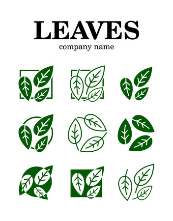Big set leaves logo template. leaves silhouette. modern vector sign. Premium quality illustration logo design concept. Bio. Ecologyのイラスト素材