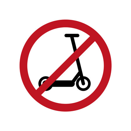 No kick scooter sign. vector illustration. flat design style.のイラスト素材