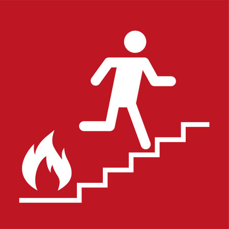Fireman on the stairs icon. Flat design style eps 10のイラスト素材