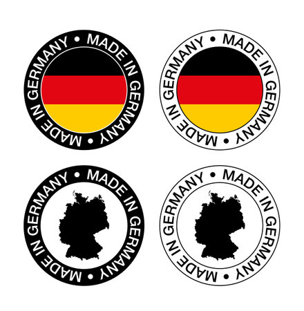 Made in Germany - set of stamps with country map and flag. vector illustration.のイラスト素材