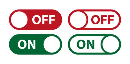 On and Off Toggle Switch Buttons, user Interface, vector icon Illustration, color red and greenのイラスト素材