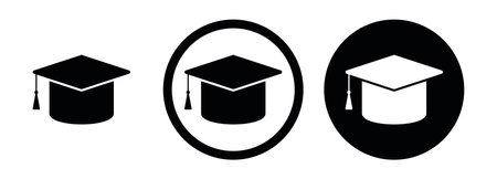 Set of education icons. Education icon isolated on white background. vector illustration. Students cap icon set. Graduation cap icon set.のイラスト素材