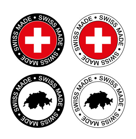 Switzerland black stamp set. Round label with country name and map. vector illustration.のイラスト素材