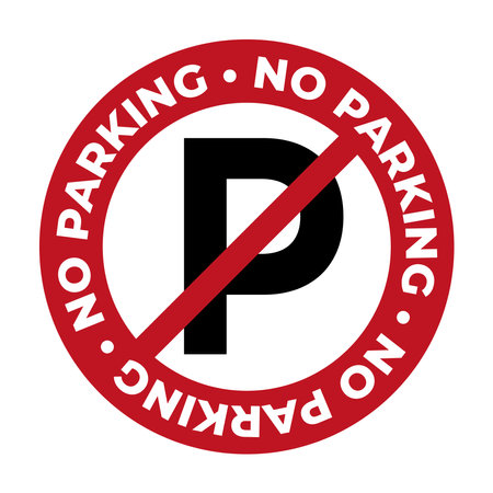 Parking no parking sign in red circle on white background. vector illustration.のイラスト素材