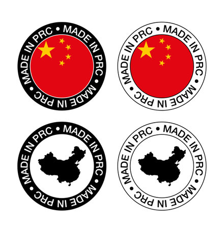 Made in China - rubber stamp - vector, China map and flag patternのイラスト素材
