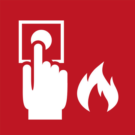 Hand presses the button. fire icon. Flat design style eps 10のイラスト素材