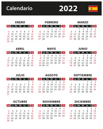 2022 Calendar - vector stock illustration. Spain, Spanish versionのイラスト素材