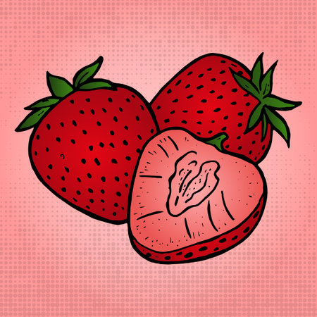 Strawberry hand drawn illustration. vector illustration. fruit illustrationのイラスト素材