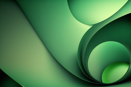 Abstract background with swirls in green colors. Genarated by AIの素材