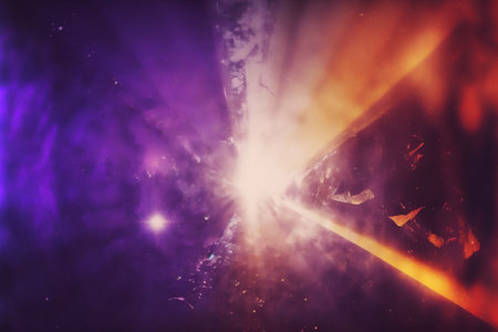 Abstract background with light rays and smoke. Genarated by AIの素材