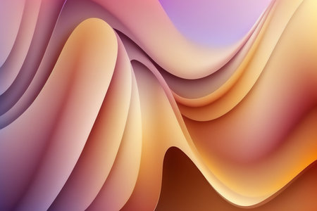 Abstract background with smooth wavy lines in orange and purple colors. Genarated by AIの素材