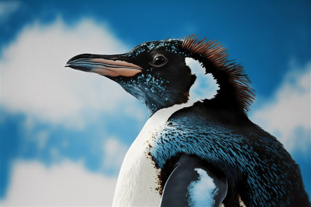 African penguin on a blue sky background. Genarated by AIの素材