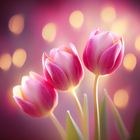 Tulip flower bouquet on bokeh background. spring flowers. Genarated by AIの素材