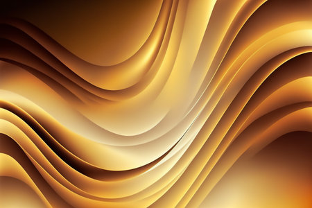 Abstract gold background with smooth wavy lines. Genarated by AIの素材