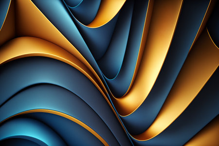 Abstract background with blue and golden lines. Genarated by AIの素材