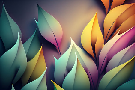 Abstract colorful background with leaves. Genarated by AIの素材