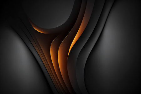 Abstract black and orange wavy background. Genarated by AIの素材