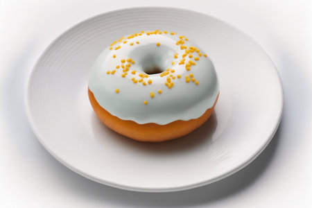 Donut on white plate isolated on white background. Genarated by AIの素材